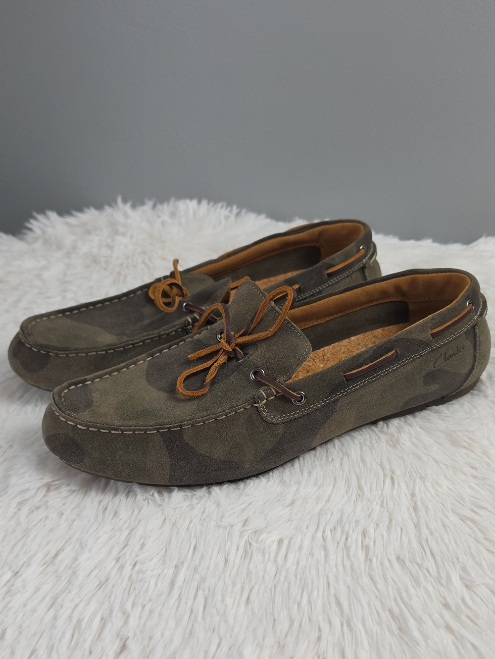 Clarks Men's Suede Camo Loafers / Driving Mocs -Size 11